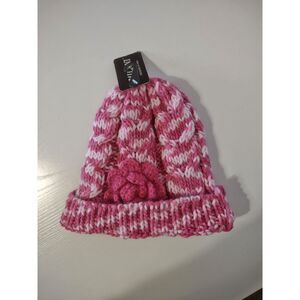 Milan Pink Cap Knitted Ribbed Acrylic Over Size NEW